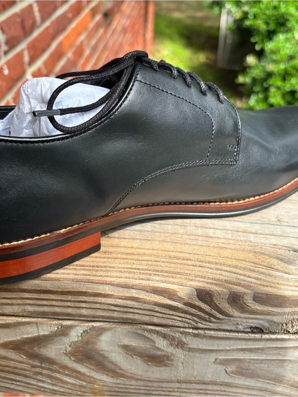 The Black Tux | Men's Black Leather Derby Shoes with Contrast Welt | Size 10 - Picture 6 of 11